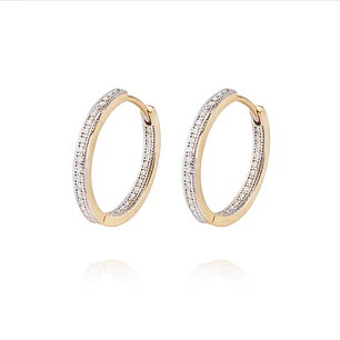 Aros de Oro 18kt Argollas con Circonita Riel