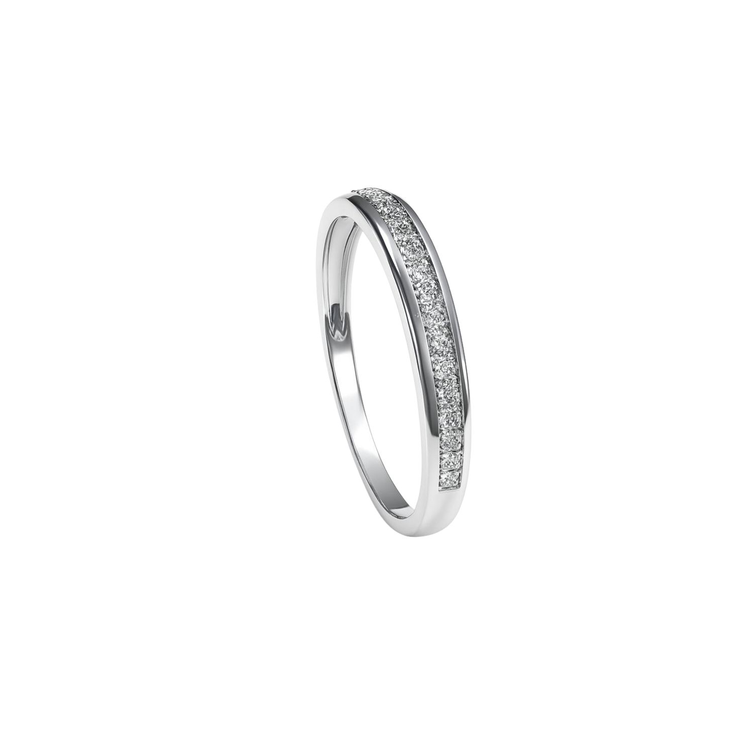 Anillo Oro Blanco 14kt Riel Oval Circonita 1