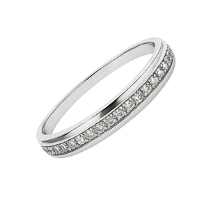 Anillo Oro Blanco 14kt Riel Oval Circonita