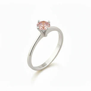 Anillo Oro 18kt Solitario Clásico Circonita Rosa