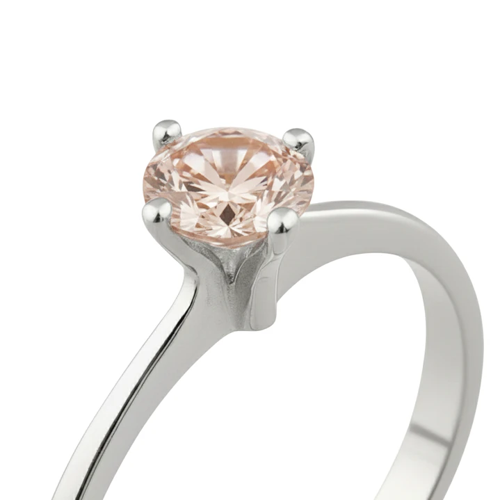 Anillo Oro 18kt Solitario Clásico Circonita Rosa 5