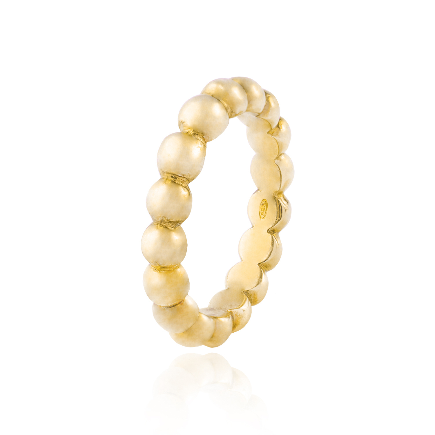 Anillo de Plata Esterlina 925 Pelotitas Doradas 3