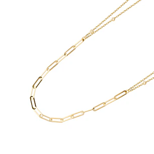 Collares de Oro 18kt Modelo Eslabón Grande y Pelotitas
