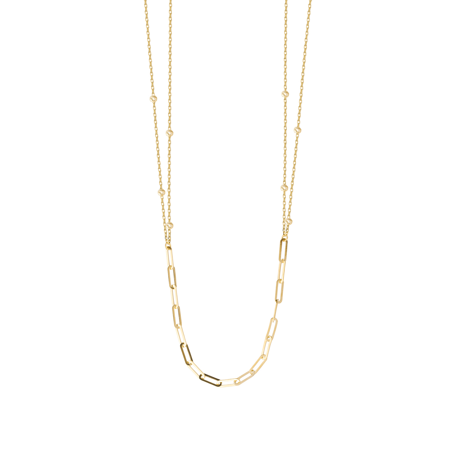Collares de Oro 18kt Modelo Eslabón Grande y Pelotitas 3