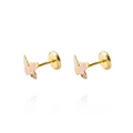 Aros de Oro 18kt Mariposa Circonita Esmaltada