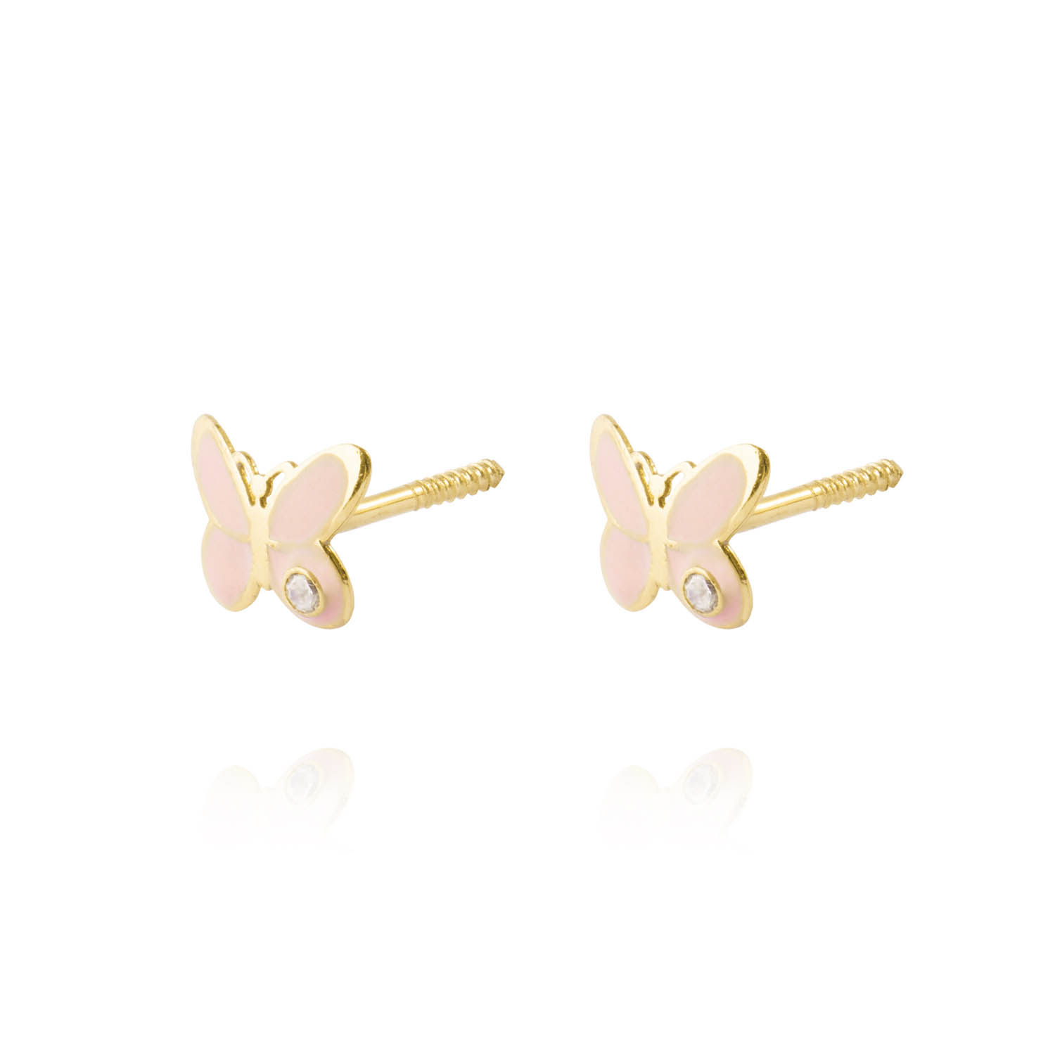 Aros de Oro 18kt Mariposa Circonita Esmaltada 2