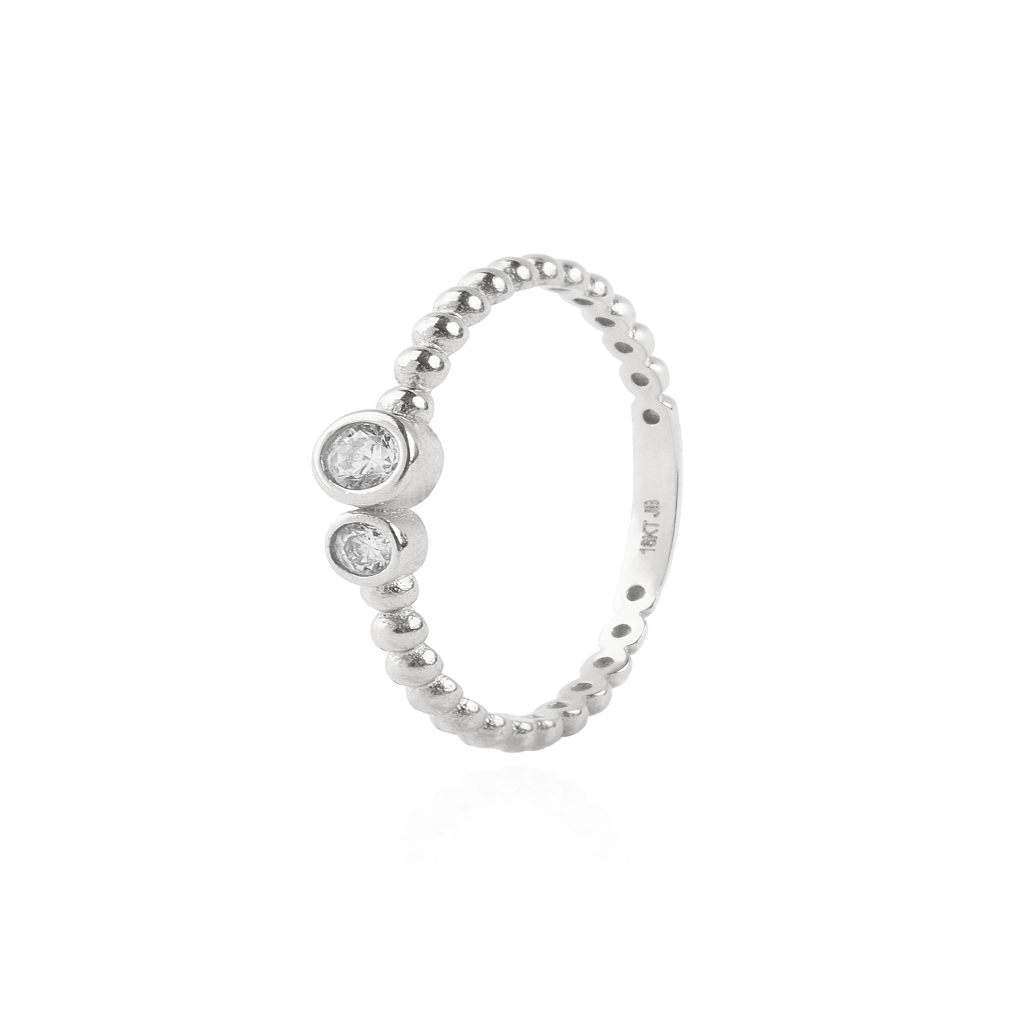 Anillo Compromiso de Oro 18kt Circón bolitas Blanco y Amarillo 2