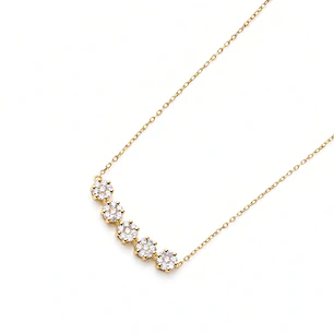 Collar Oro Amarillo 18kt Diamantes 36Pts Cinco Rosetas