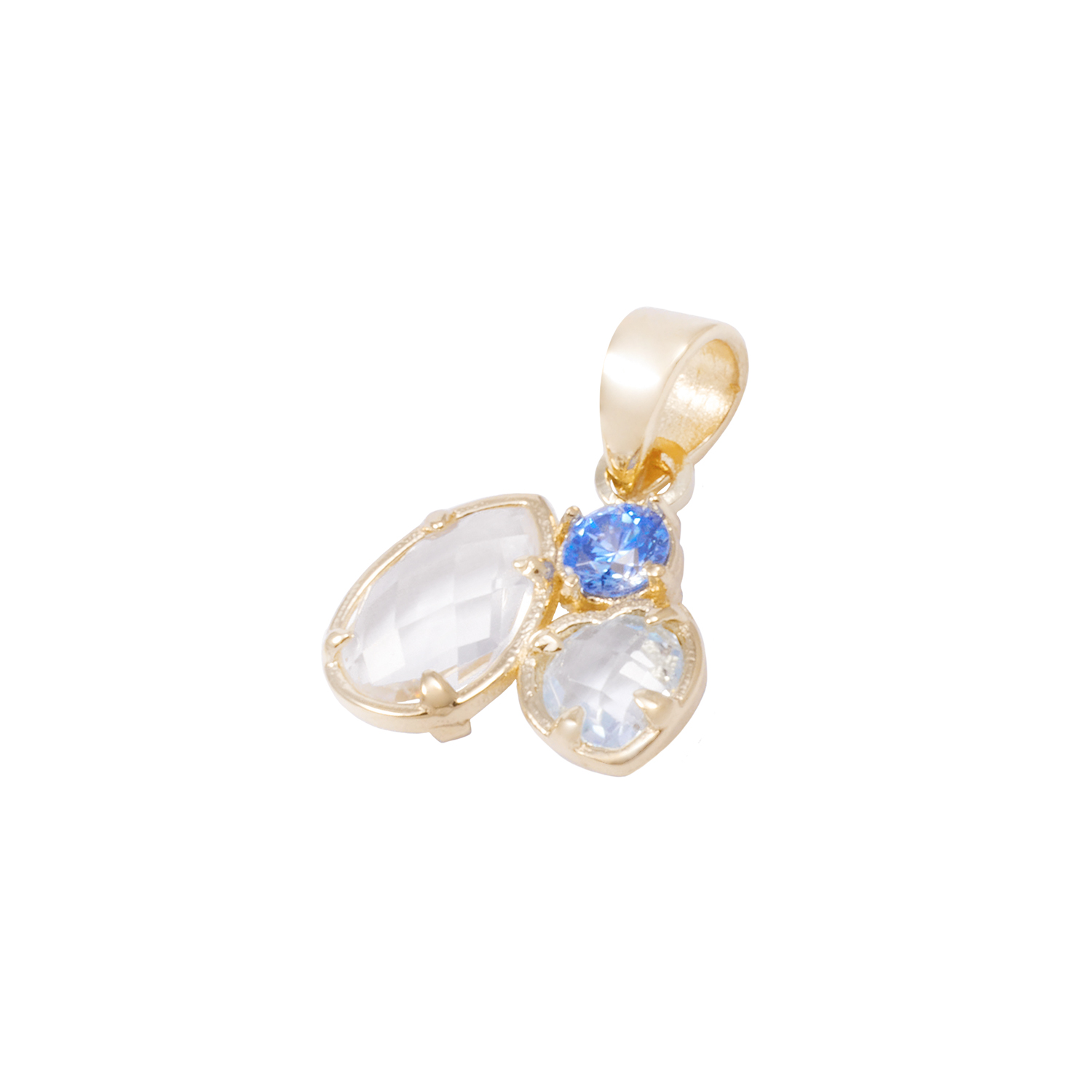 Colgante Oro Amarillo 18kt Circonita Azul y Piedras Translúcidas Facetadas 1