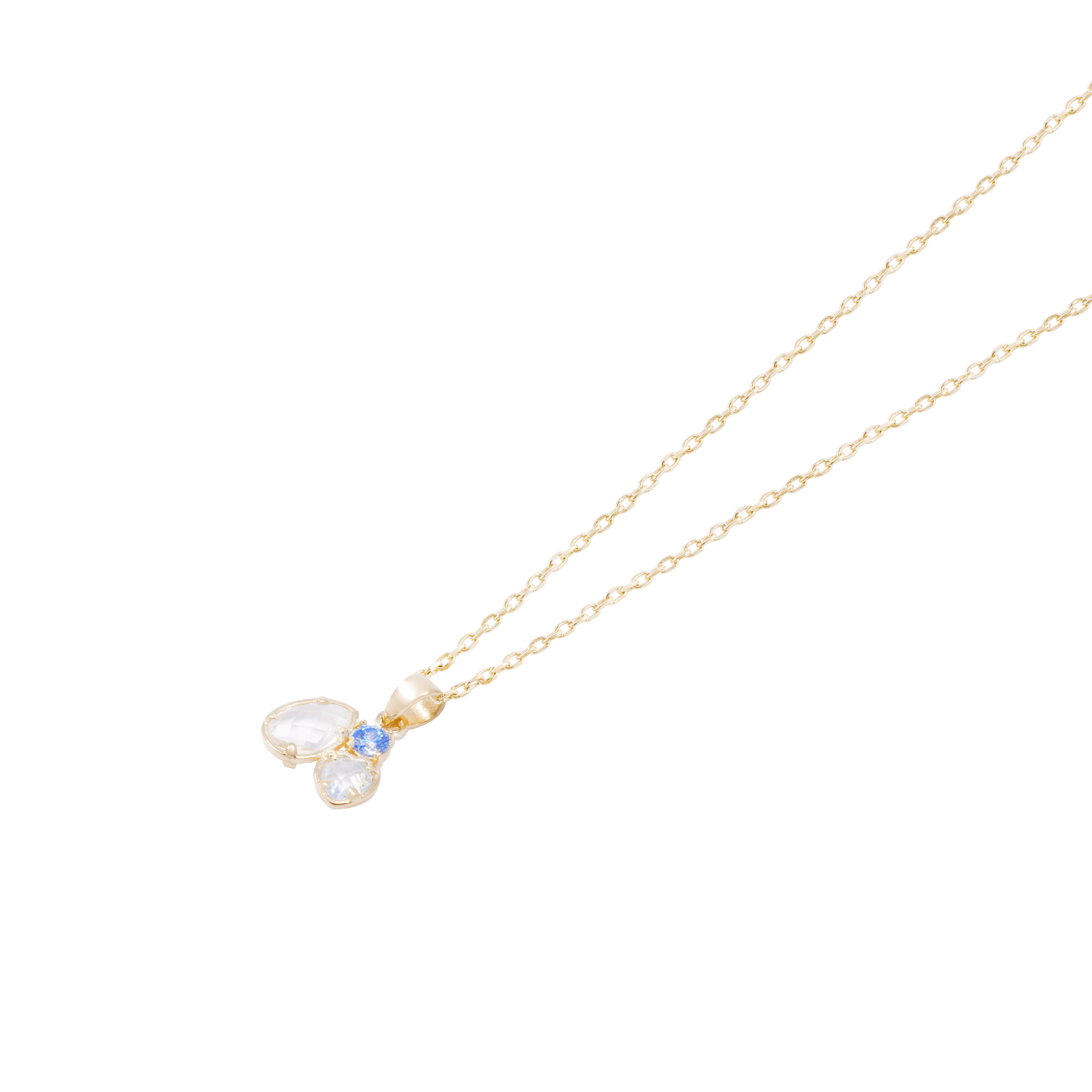 Colgante Oro Amarillo 18kt Circonita Azul y Piedras Translúcidas Facetadas 2