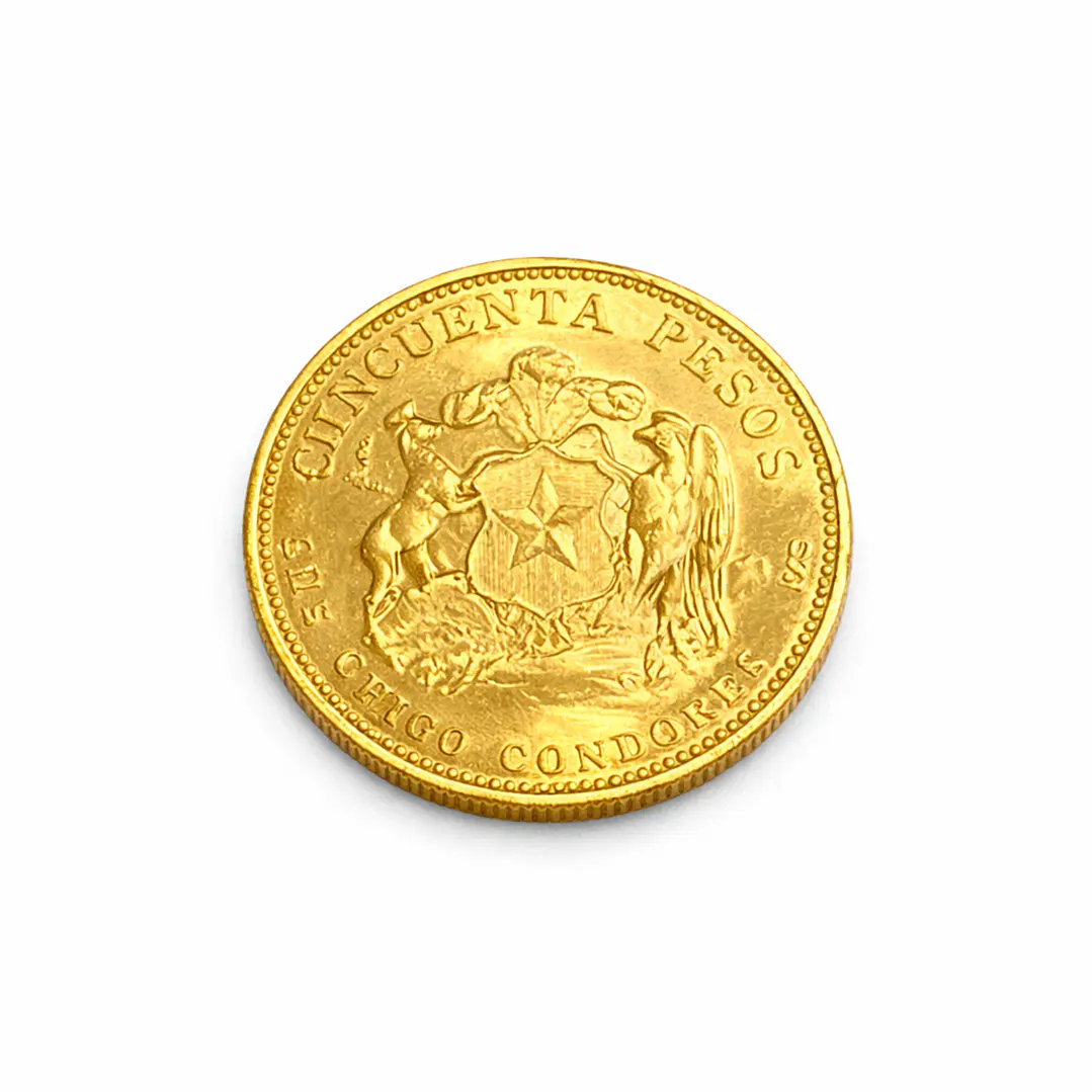 Moneda de Oro Chilena de 50 pesos año 1967 2