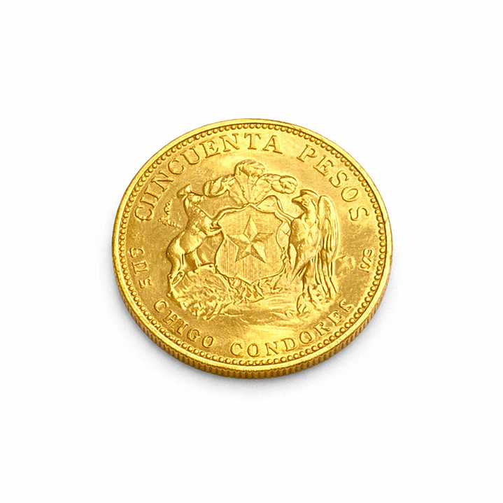 Moneda de Oro Chilena de 50 pesos año 1967 2