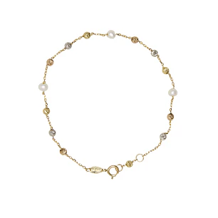 Pulsera de Oro 18kt Tricolor Pelotitas 1013
