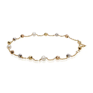 Pulsera de Oro 18kt Tricolor Pelotitas 1013