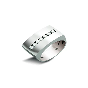 Anillo Oro Blanco 18kt Modelo Dumo 7 Diamantes 5pts