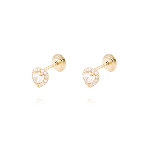 Aros de Oro de 18kt Corazón de Circón