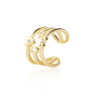 Anillo Plata Esterlina 925 Revestido en Oro 18kt Corazon y Herradura