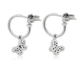 Aros de Plata Esterlina 925 Argollas Circonita Mariposa