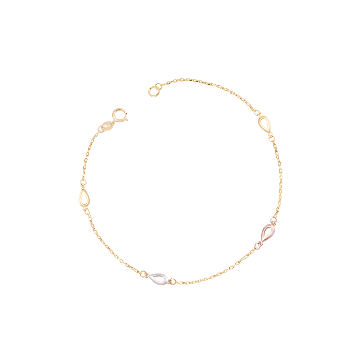Pulsera de Oro 18kt Gotas Tricolor 1