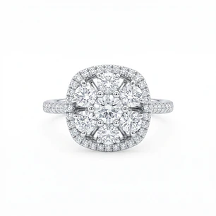 Anillo Platino 900 Diamantes 60 Pts Brillo Clásico