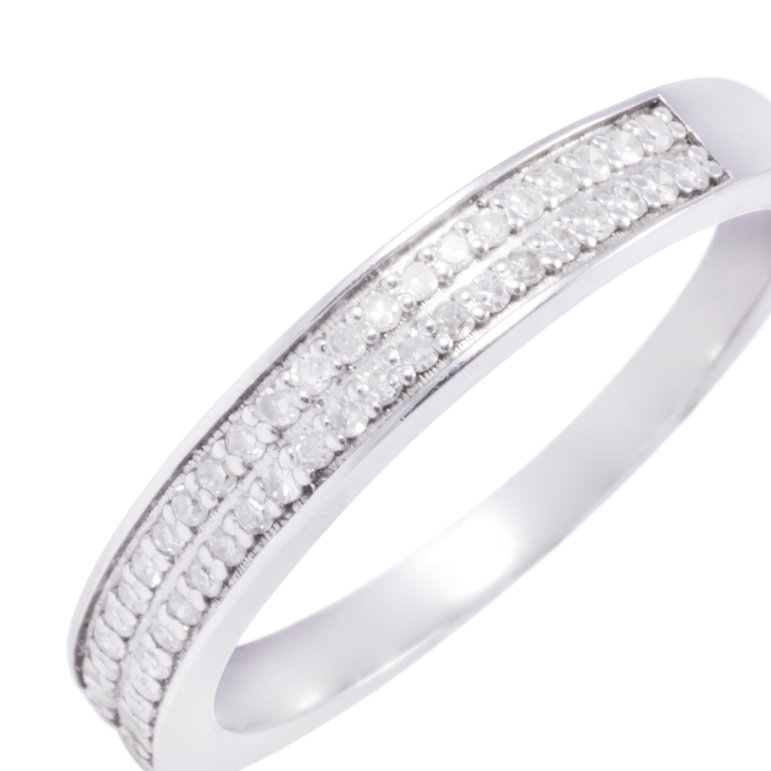 Anillo de Oro Blanco 18kt con Diamantes de Riel 18kt Riel 19 Pts Corte Brillante SI/H 16 2