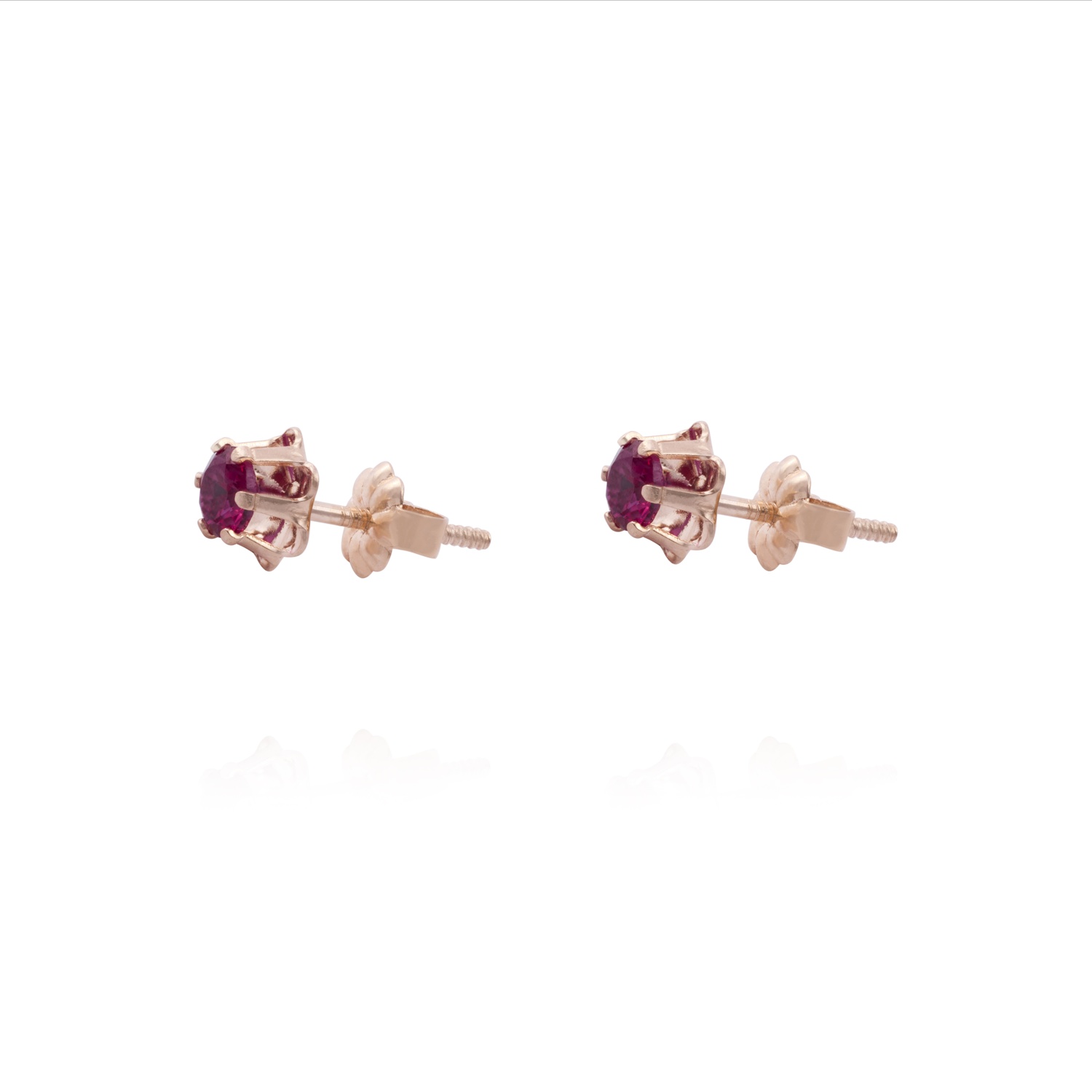 Aros en Oro Miel 18kt Rubí 4mm 1