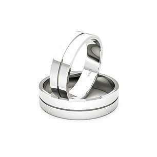 Par Argollas Matrimonio de Oro Blanco 18kt Modelo Saffy 5,5mm