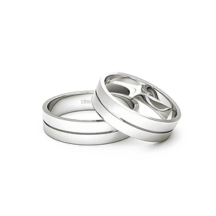 Par Argollas Matrimonio de Oro Blanco 18kt Modelo Saffy 5,5mm