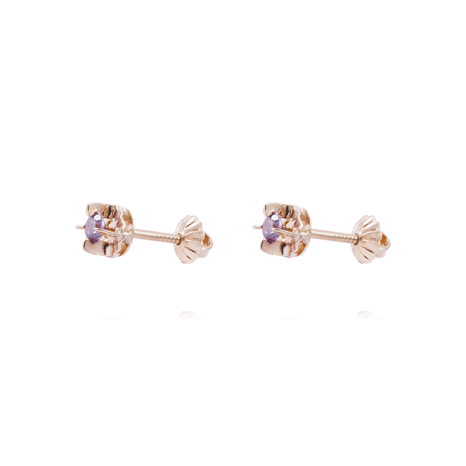 Aros Oro Miel 18kt Chaton Amatista 3mm 1