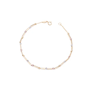 Pulsera Oro Amarillo 18kt Bolitas Tricolores