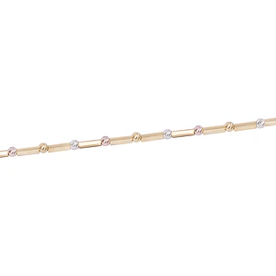 Pulsera Oro Amarillo 18kt Bolitas Tricolores