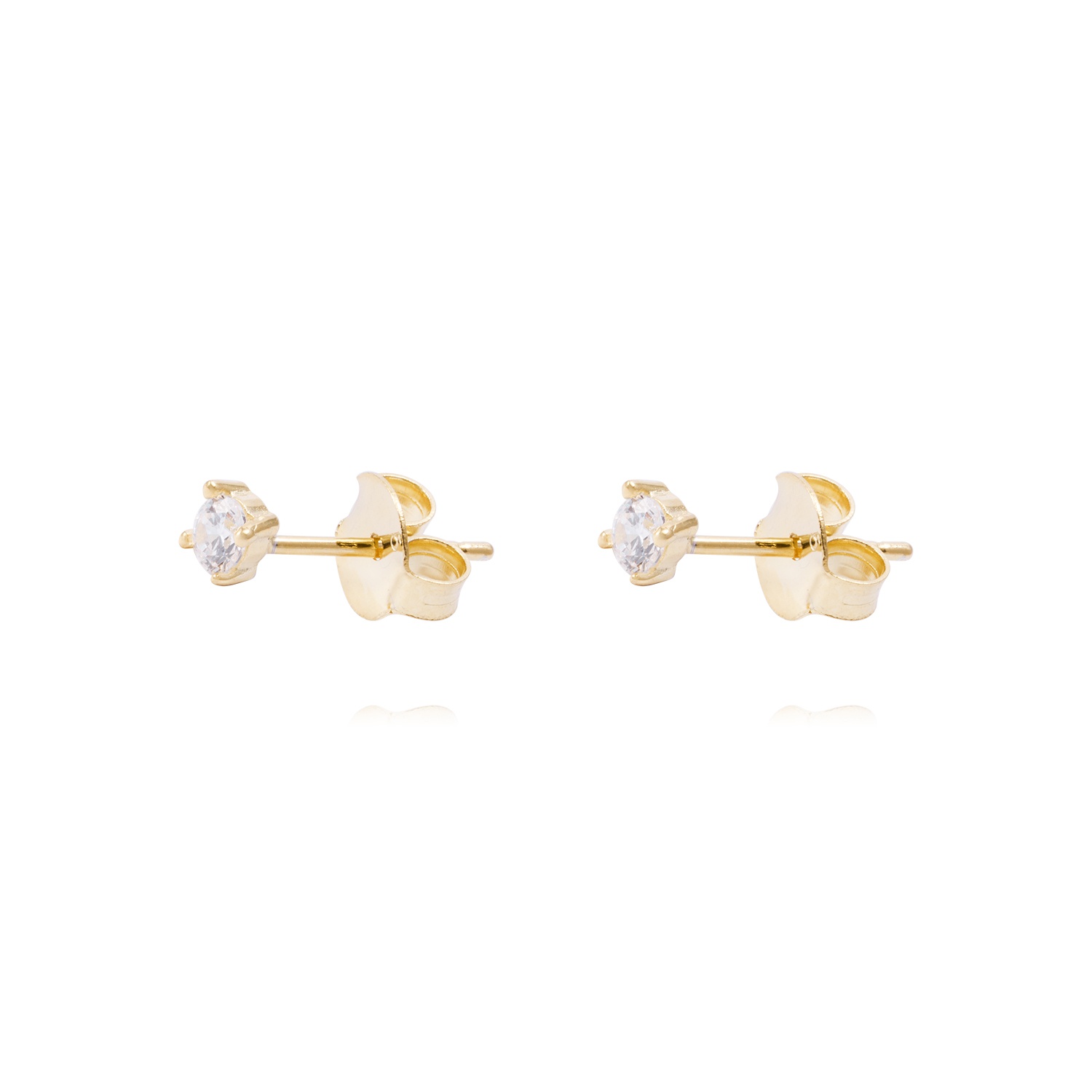 Aros de Plata Esterlina Punto de Luz Circonita Revestido en Oro 18Kt 1
