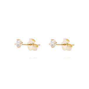 Aros de Plata Esterlina Punto de Luz Circonita Revestido en Oro 18Kt