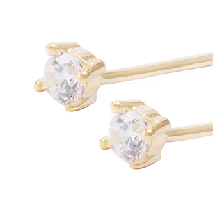 Aros de Plata Esterlina Punto de Luz Circonita Revestido en Oro 18Kt