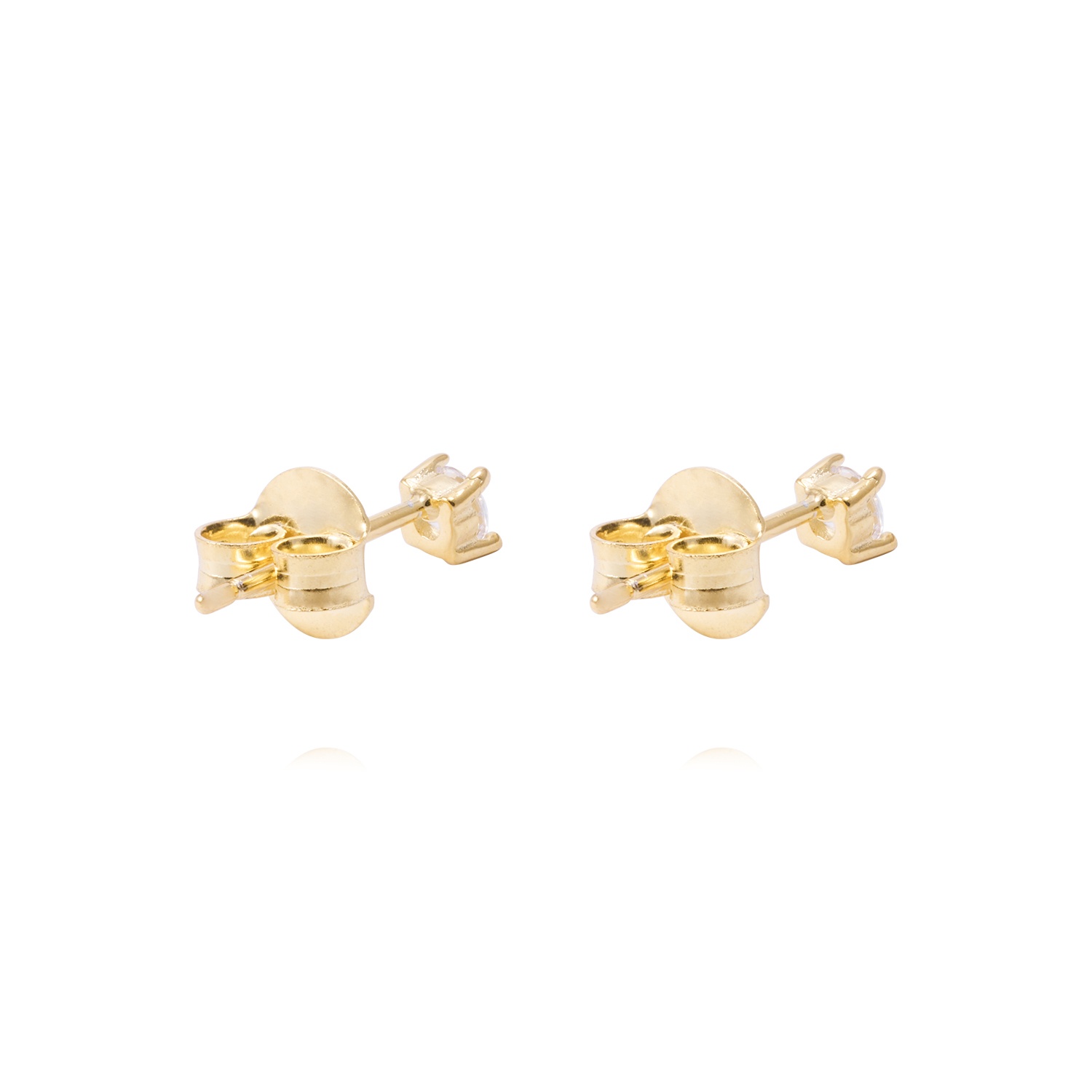 Aros de Plata Esterlina Punto de Luz Circonita Revestido en Oro 18Kt 3