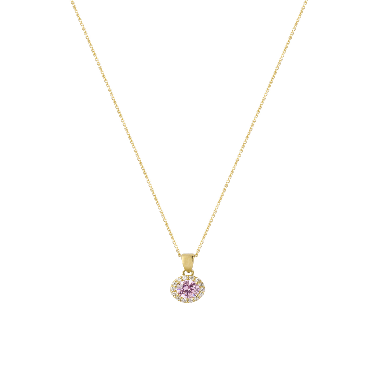 Colgante de Oro 18kt Circulo Piedra Rosa de Francia 2
