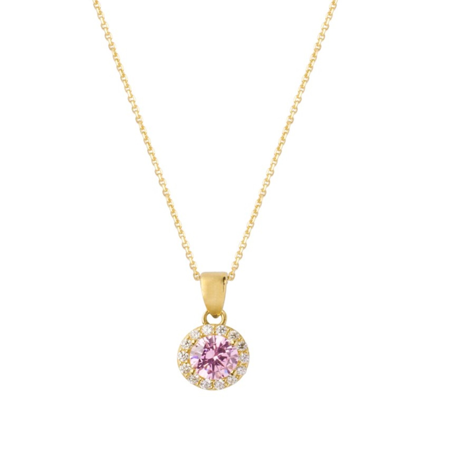 Colgante de Oro 18kt Circulo Piedra Rosa de Francia 3