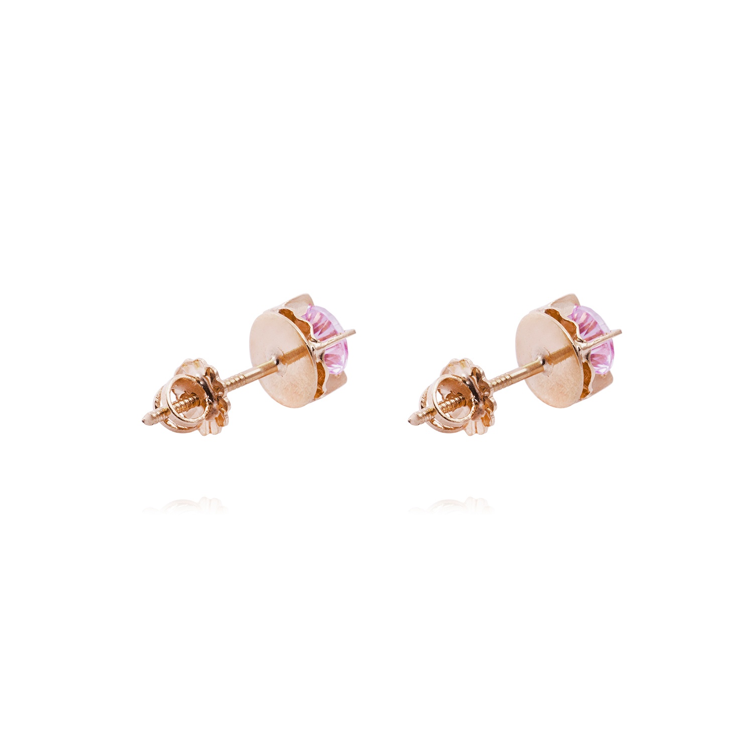 Aros Oro Miel 18kt Chatón Rosa de Francia 5mm 3