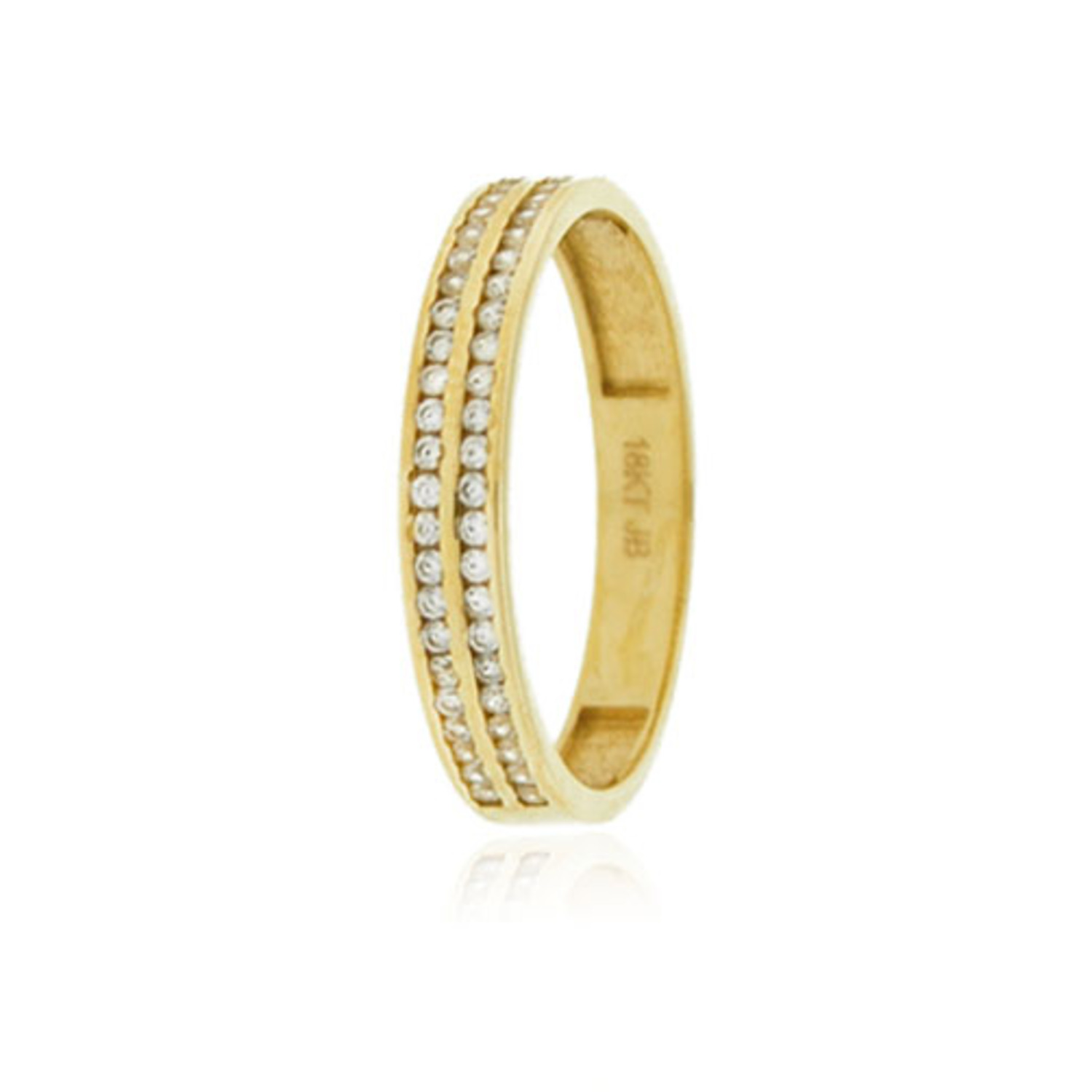 Anillo Compromiso de Oro 18Kt Cintillo Doble Riel Circon 1