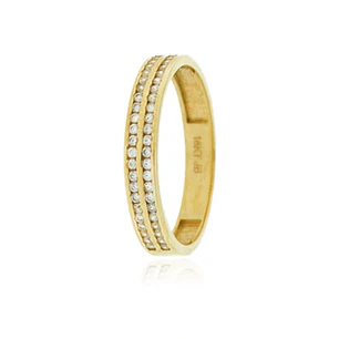 Anillo Compromiso de Oro 18Kt Cintillo Doble Riel Circon