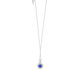 Collar de Oro Blanco 18kt con Diamantes de 40 Puntos Totales Corte Brillante SI/H 44Pts Zafiro - By Danielle Costantini