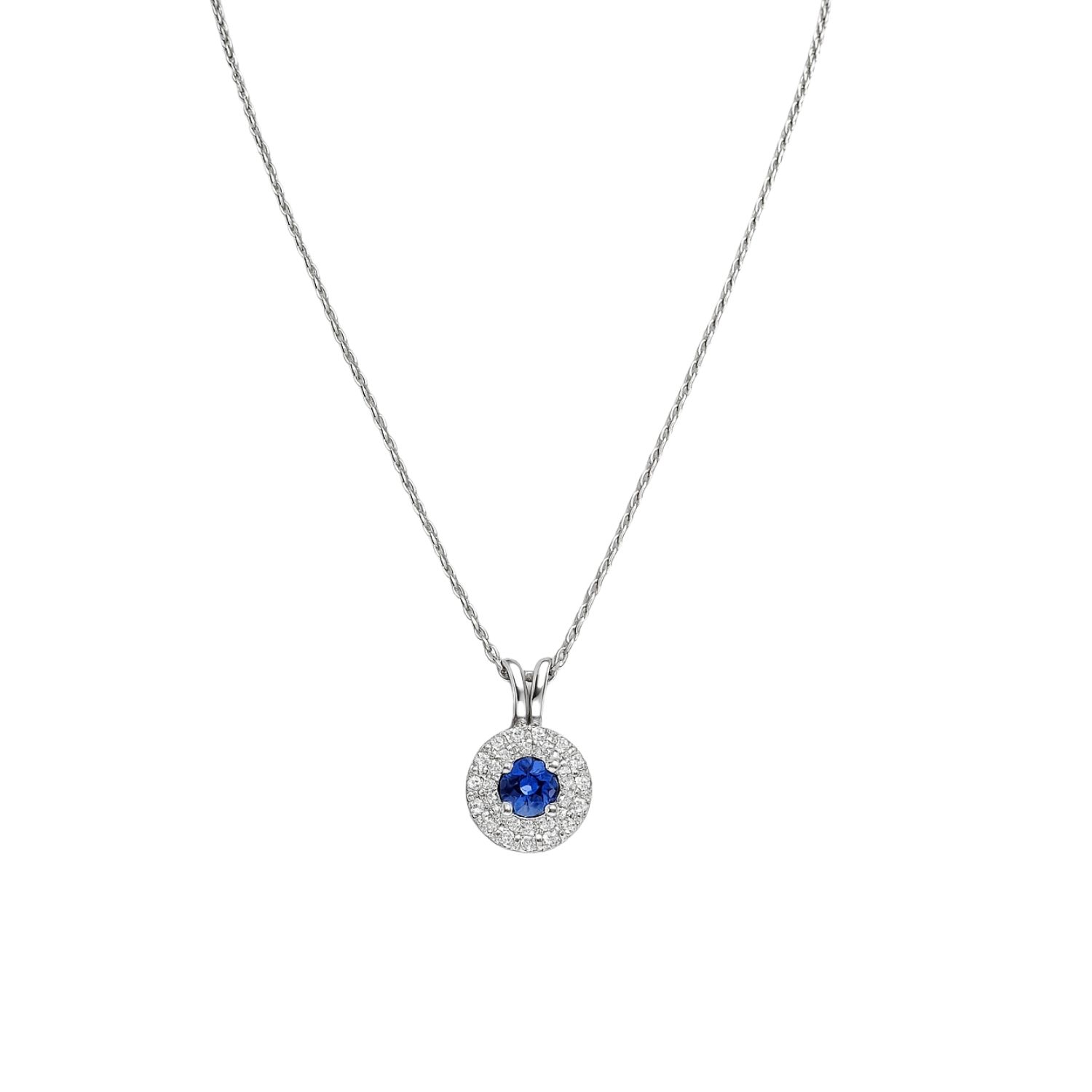 Collar de Oro Blanco 18kt con Diamantes de 40 Puntos Totales Corte Brillante SI/H 44Pts Zafiro - By Danielle Costantini 3