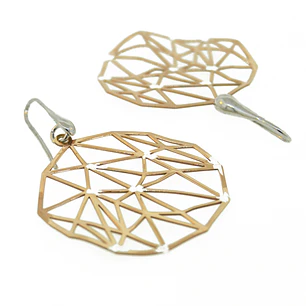 Aros de Plata Esterlina 925 Rombo Bicolor Revestido en Oro 18kt