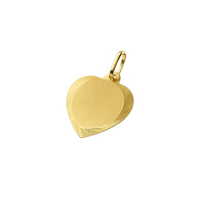 Colgante Oro Miel 18kt Placa Corazón BordeTallado
