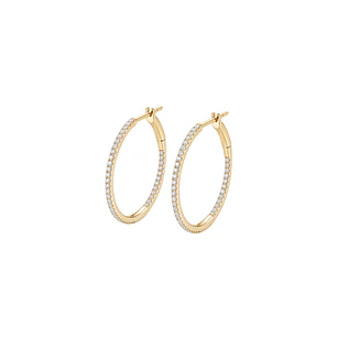 Aros Oro Amarillo 18kt Diamantes 33Pts Argollas Grandes