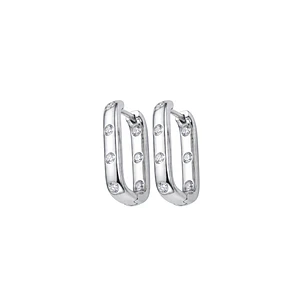 Aros Oro Blanco 18kt Diamantes Argollas 40 Pts