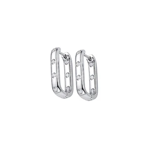 Aros Oro Blanco 18kt Diamantes Argollas 40 Pts