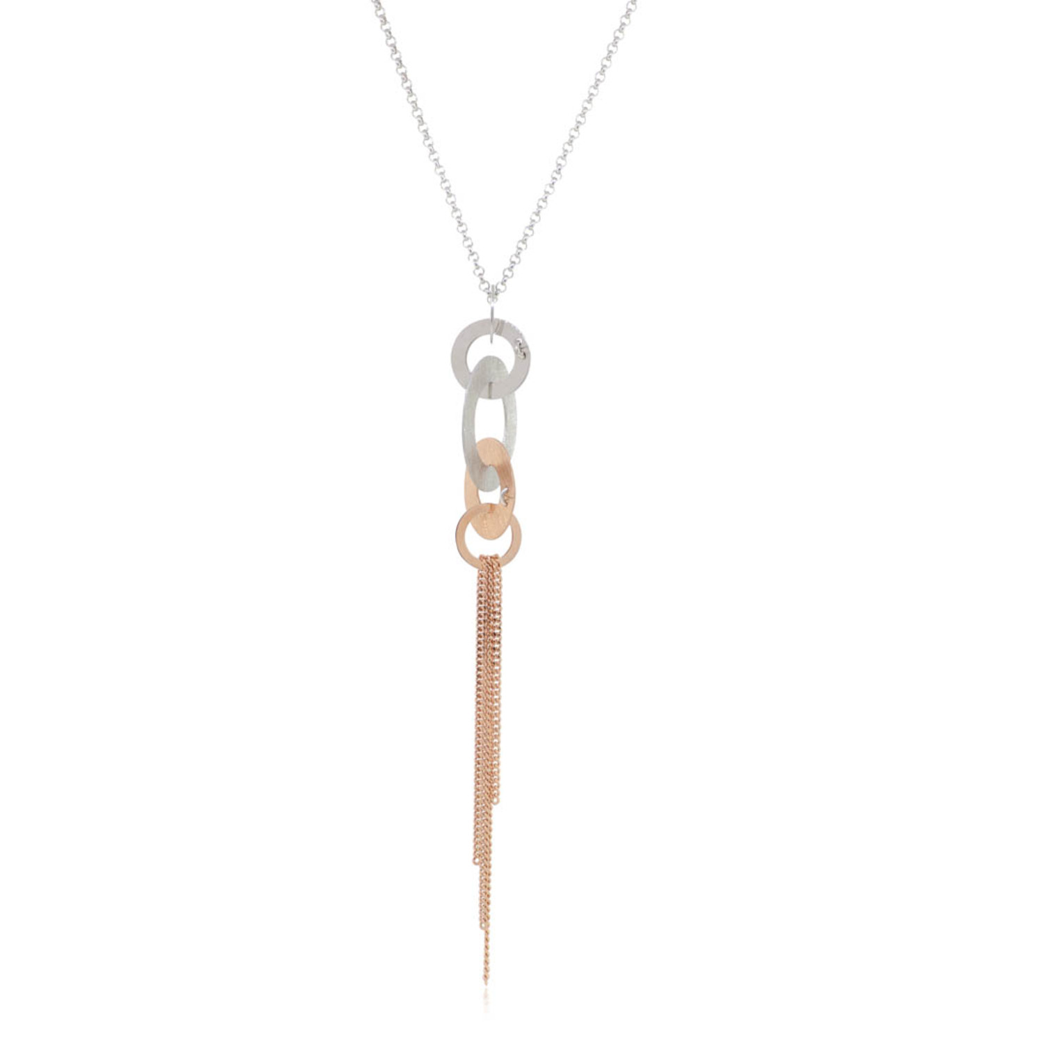 Collar de Plata Esterlina 925 Circulos Rose Revestido en Oro 18kt 1
