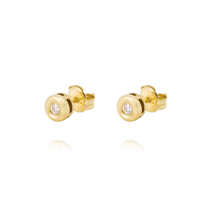 Aros de Diamantes Oro Amarillo 18 Kt. Modelo Punto de Luz