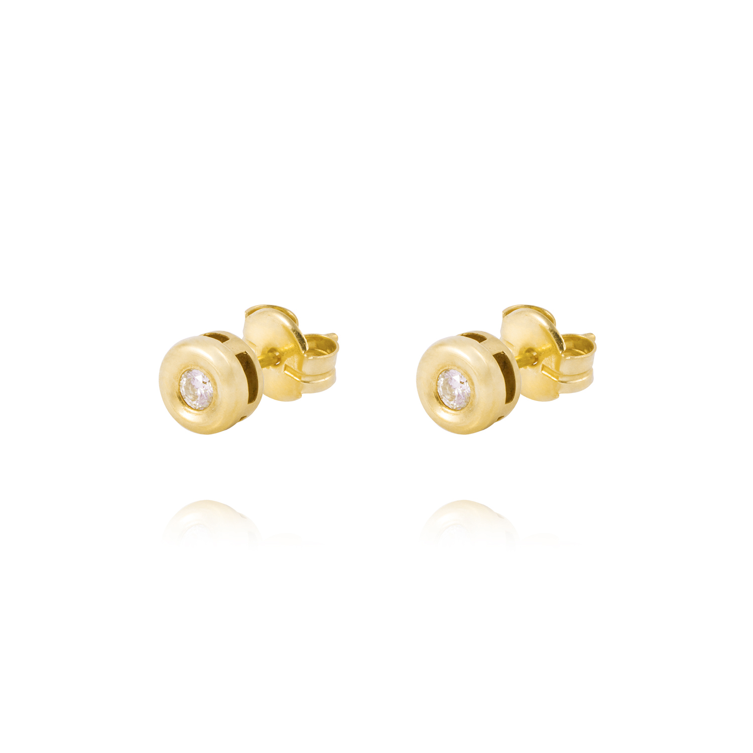 Aros de Diamantes Oro Amarillo 18 Kt. Modelo Punto de Luz 1